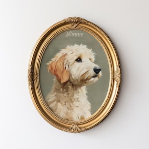 Custom Golden Doodle Dog Oil Painting Portrait Print, Personalised Vintage  Dog Cottage Core Art, Gift for Doodle Owner