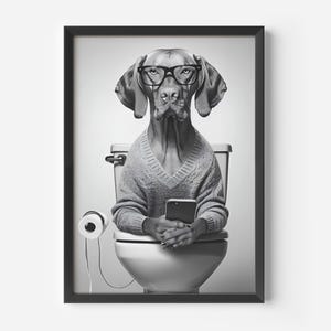 Vizsla Print, Funny Vizsla Wall Art, Funny Dog Poster, Vizsla wall art gift, Visla Dogs, Vintage Dog Print, Bathroom Art
