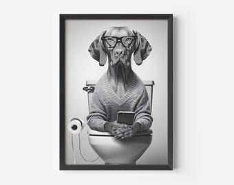 Vizsla Print, Funny Vizsla Wall Art, Funny Dog Poster, Vizsla wall art gift, Visla Dogs, Vintage Dog Print, Bathroom Art