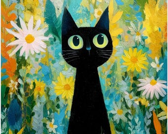 Black Cat 2026 Calendar UK,  Colourful Pop Art Cat Calendar, Whimsical Cat Art Calendar