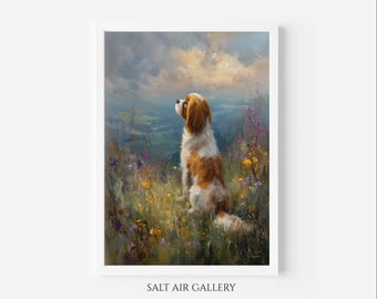 キャバリア キング チャールズ スパニエル 犬の肖像画 アート