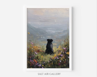 Black Pug Oil Painting Rustic Wall Art Print, Memorial Gift for Pug Owner, Black Pug Picture Gift, Pug Memorial Tribute