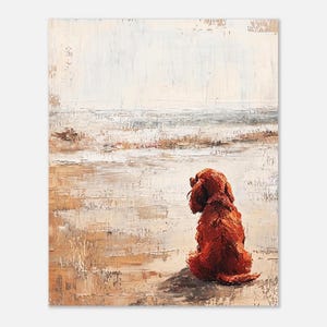 Impression d'art mural peinture à l'huile Cavalier King Charles Spaniel rouge, cadeau pour propriétaire de cavalier king charles spaniel, portrait commémoratif de cavalier