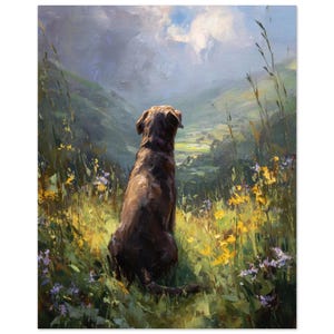 Chocolate Labrador Dog Pet Portrait Poster,  Brown Labrador Oil Painting Print, Gift idea for Labrador Owner, Labrador Portrait Memorial