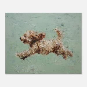 Impresión de arte abstracto de perros cockapoo Zoomies, pintura al óleo con garabatos, regalo para dueños de cockapoos, arte rústico para mascotas.