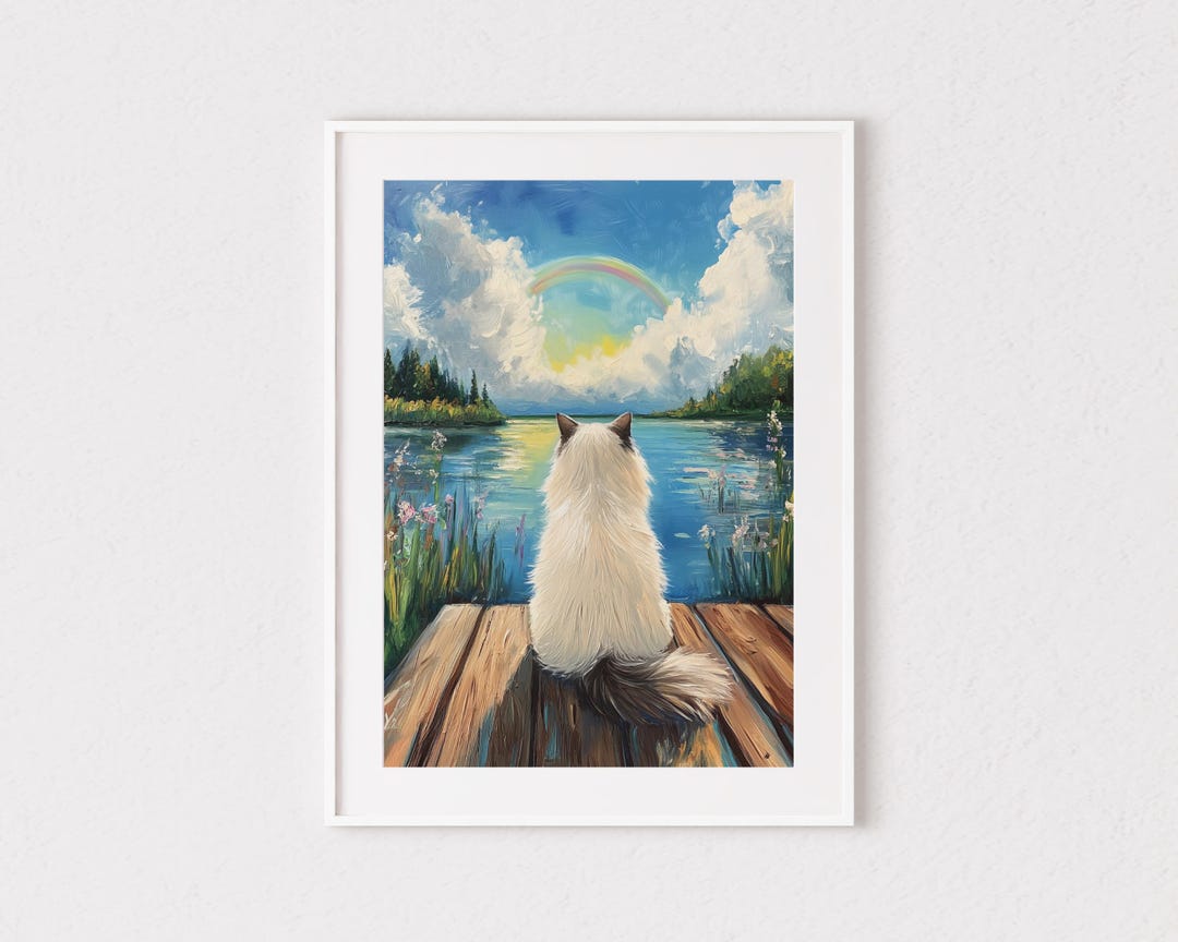 Ragdoll Cat Rainbow Bridge Print in Oil Painting Style Wall Art, Cat ...