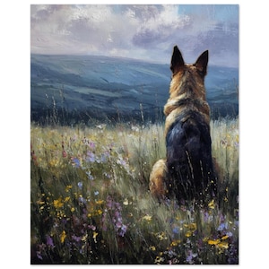 German Shepherd Wall Art Print oil painting style, German Shepherd Owner gift ,German Shepherd dog abstract poster, German Shepherd Memorial image 3