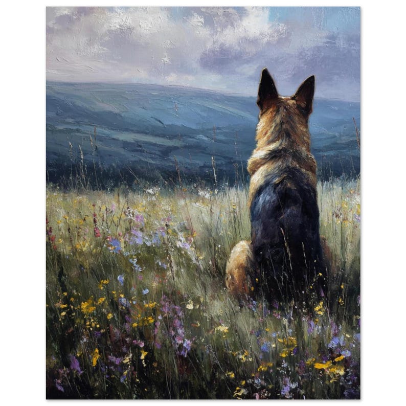 German Shepherd Wall Art Print oil painting style, German Shepherd Owner gift ,German Shepherd dog abstract poster, German Shepherd Memorial image 3