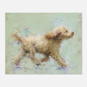 Impresión de arte abstracto de pared con garabatos de cockapoo color crema, pintura al óleo con garabatos, regalo para dueños de cockapoo, impresión de perro corriendo