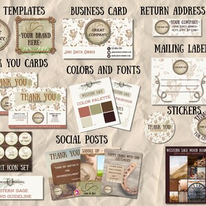 Western Sage Deluxe Brand Kit | Small Business Branding | Editable Canva Templates | Logo, Fonts, Thank You Cards & More