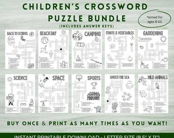 Children's Crossword Puzzle Bundle