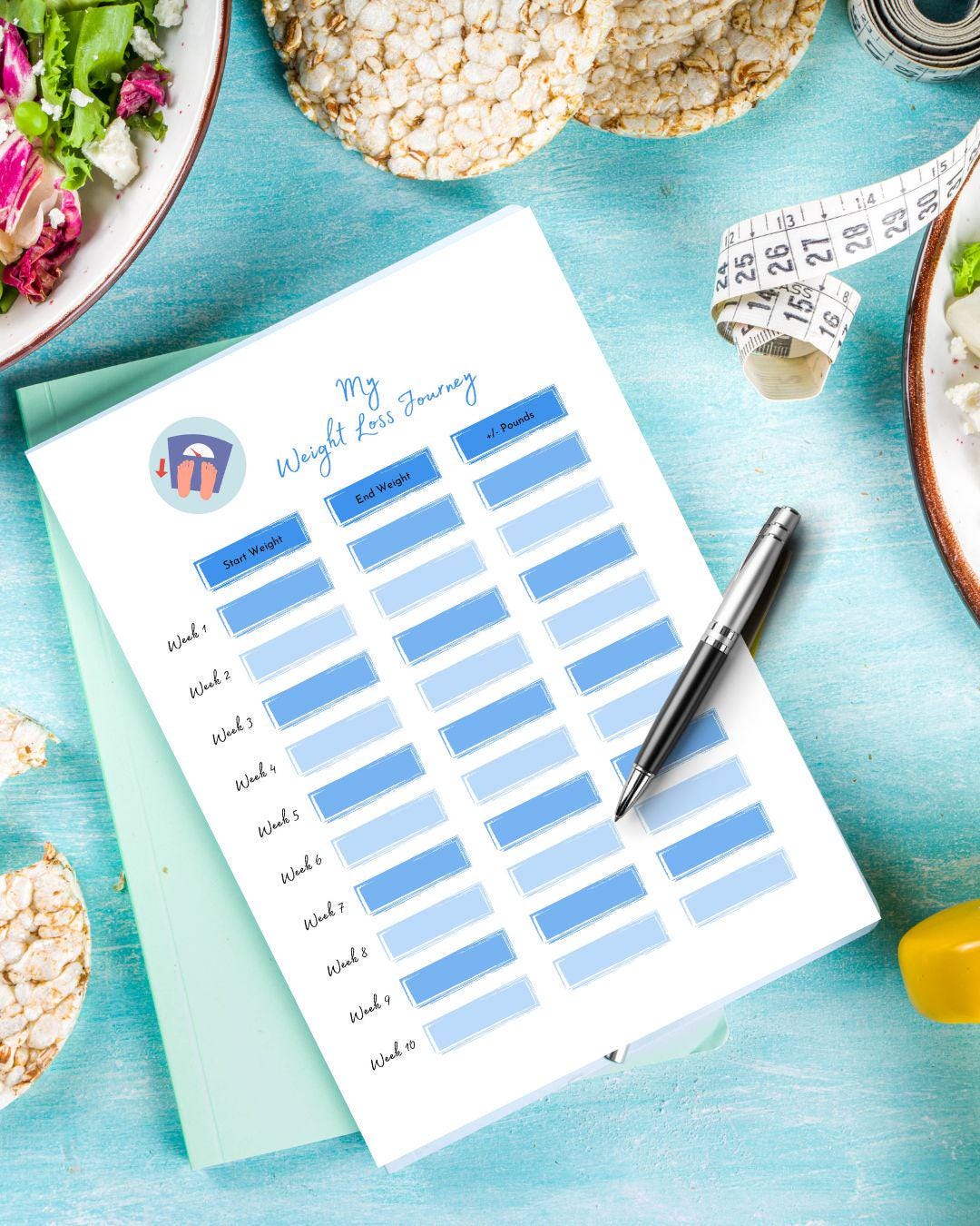 20 Week Weight Loss Tracker: Printable Weekly Progress Chart (digital ...