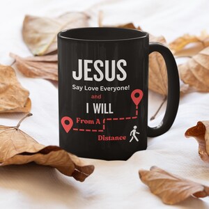 Mug noir inspirant, cadeau confessionnel, tasse à café chrétienne, motif amour de Jésus, tasse religieuse pour les vacances, tasse à thé, cadeau chrétien,