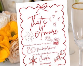 That's Amore Bridal Shower Invitation Template | Italian Theme Canva Invite | Editable Bridal Shower Digital Download
