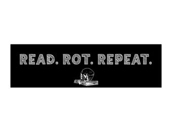 Pegatina para parachoques "Read Rot Repeat": calcomanía gótica para coche de ratón de biblioteca