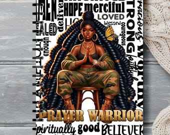 Guerrera de la oración PNG Mujer negra Trenzas de camuflaje Arte de fe cristiana (Descarga digital)