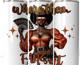 Afro Cowgirl Tumbler Wrap PNG: Western Black Girl Art