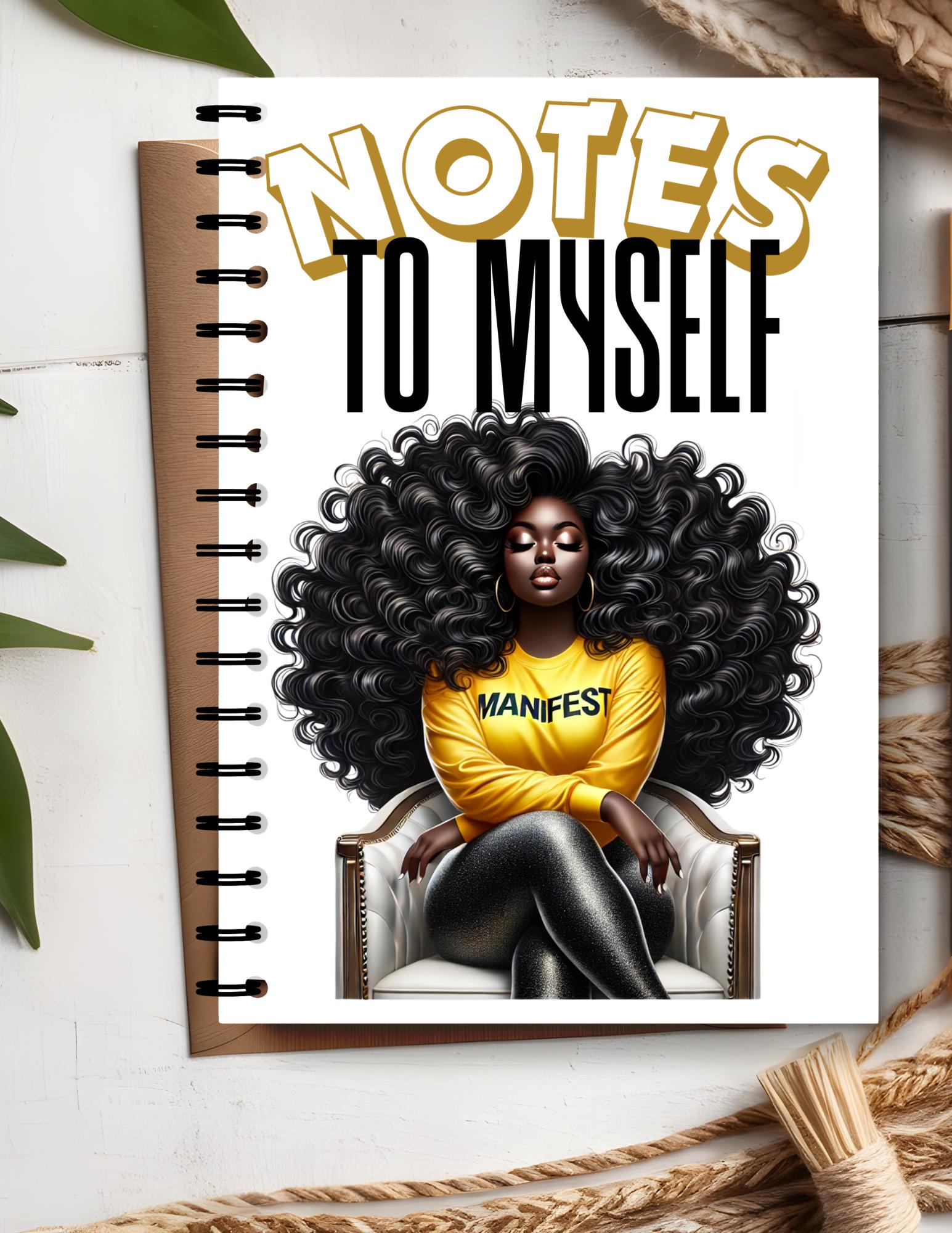 Notes to Myself Journal Cover PNG, Black Girl Affirmation Design ...