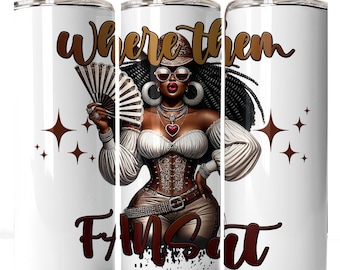 Afro Western Queen Tumbler PNG: Black Girl Magic Design