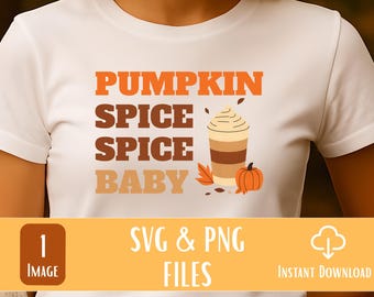 Pumpkin Spice Baby PNG: divertente design autunnale per il caffè (download digitale)
