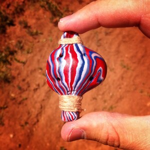 Handmade USA Patriotic Swirl Wowflute - Flute Ocarina Zelda Geek Unique Gift Colorful Necklace one-of-a-kind