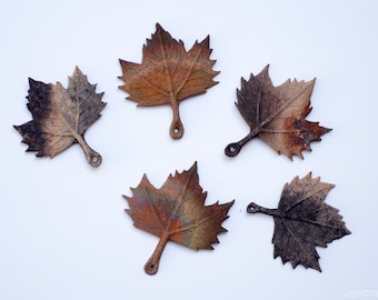 Handmade Baby Sycamore Leaf Pendant - Bronze