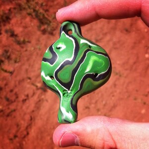 Handmade Green Malachite Swirl Wowflute - Flute Ocarina Zelda Geek Unique one-of-a-kind Gift Colorful Necklace