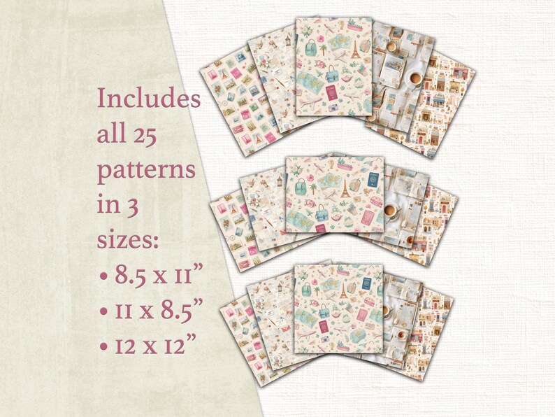 Travel Pattern Paper Travel Junk Journal Pages Whimsical Paper Traveler Patterns Camera ...