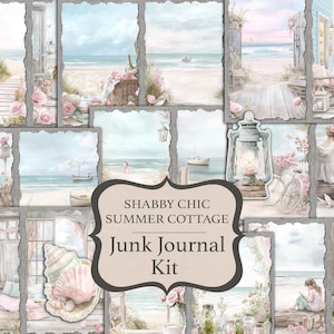 Zestaw dziennika Summer Cottage Junk Shabby Chic Różowe róże Szare drewniane strony Wycięcia precyzyjne Tagi Koperty i drobiazgi