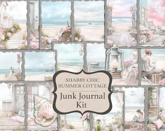 Shabby Chic Cottage Junk Journal Kit: Pink Roses & Ephemera (Digital Download)