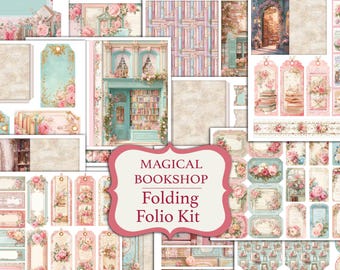 Magical Bookshop Themed Junk Journal Folio (Folding Folio Kit with Video Tutorial)