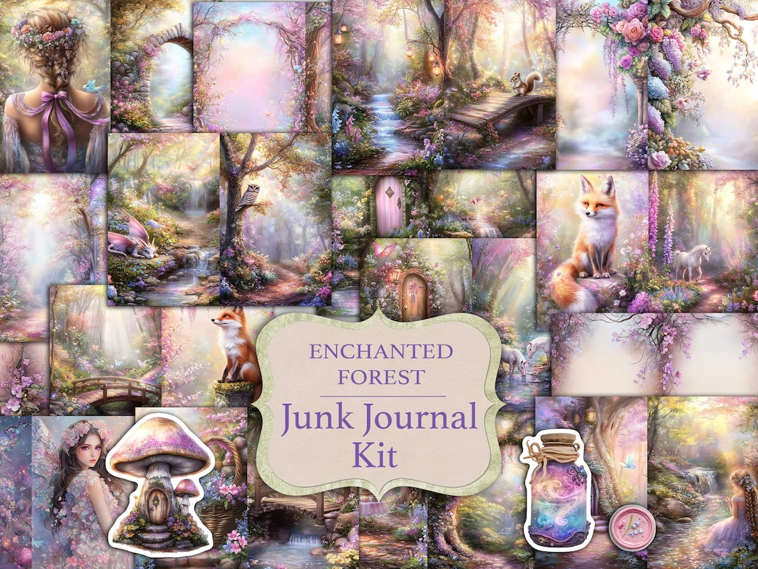 Enchanted Forest Junk Journal Kit Fairies, Unicorns and Magical Animals ...