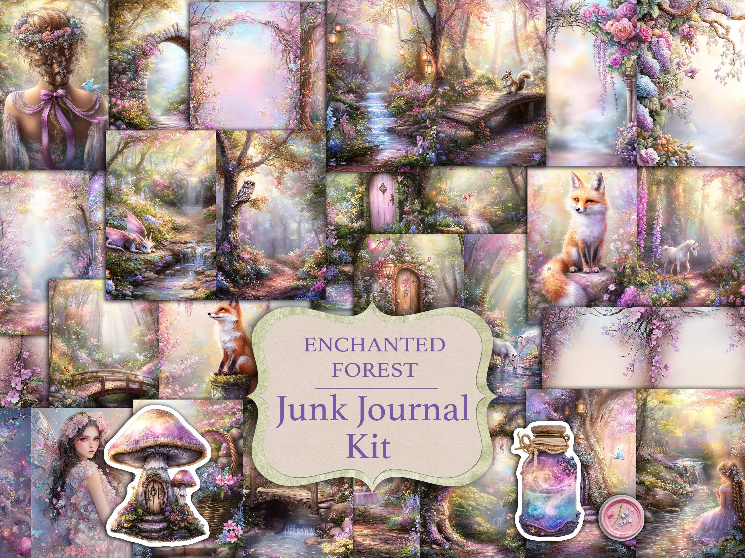 Enchanted Forest Junk Journal Kit Fairies, Unicorns and Magical Animals