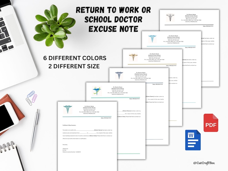 Return to Work Doctor Note Template, Editable Medical Excuse (PDF) - Etsy