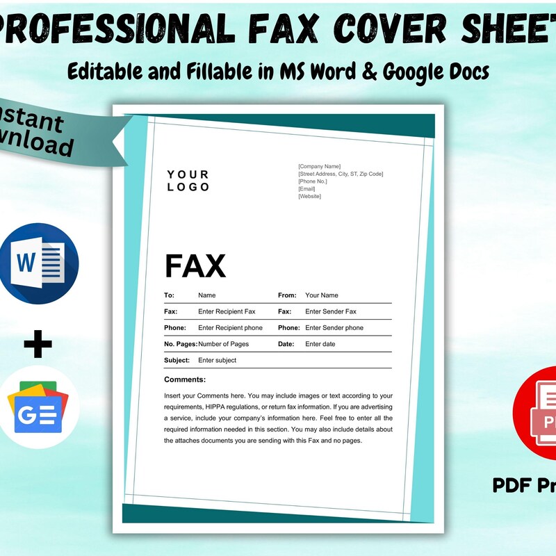 Fax Cover Sheet - Etsy