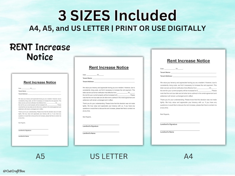 Landlord Rent Increase Forms.pdf Rent Increase Notice Template: Editable Landlord Form (MS Word, PDF ...