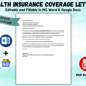 Proof of Insurance Letter Template editable medical coverage letter Insurance Coverage Letter Proof of Health Insurance Coverage Word & PDF