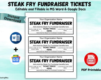 Editable Steak Fry Fundraiser Ticket Template (Word & PDF)