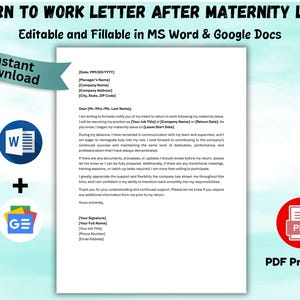 Maternity Leave Return to Work Letter Template (Word & PDF)