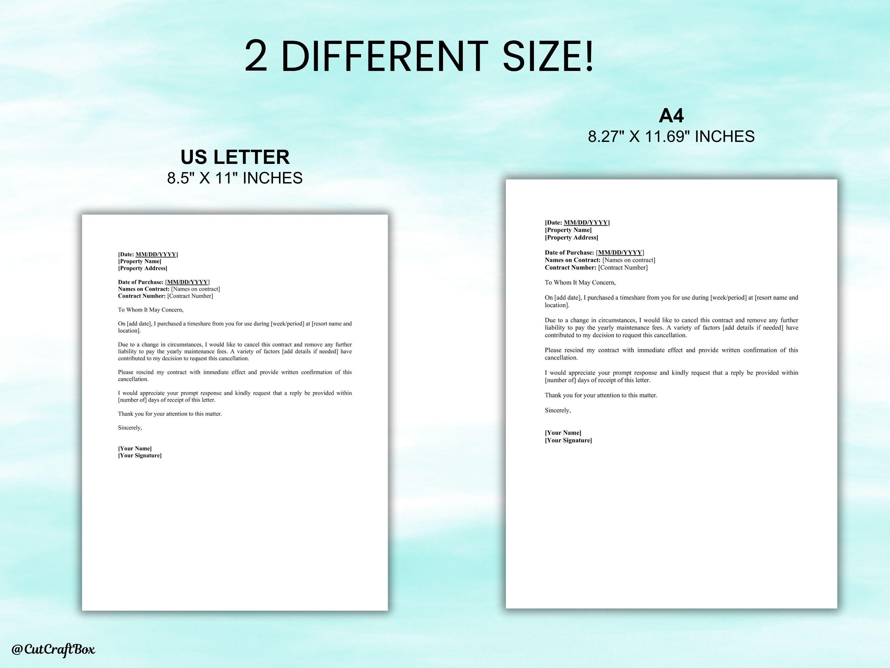 Timeshare Cancellation Letter Template Editable MS Word & PDF (digital
