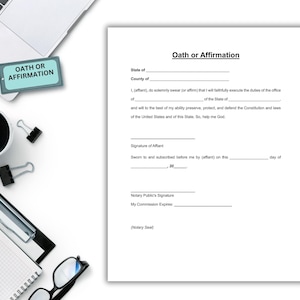 Editable Oath or Affirmation Notary Form Letter Affidavit of Single ...