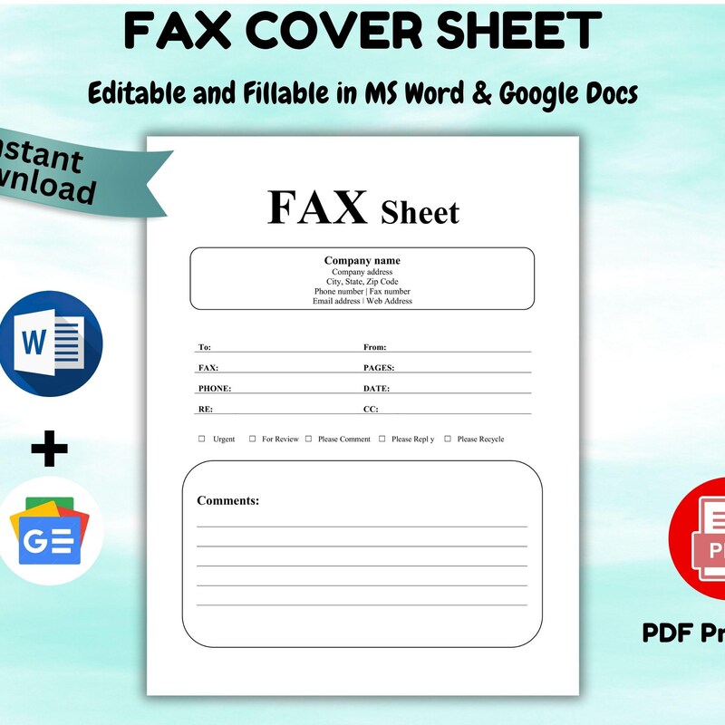 Fax Cover Sheet - Etsy