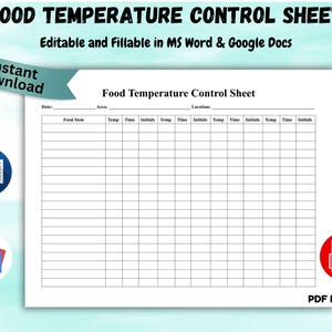 Food Temperature Log Refrigerated Food Safety Log Food Danger Zone Receiving Record HACCP Log Restaurant Safety Tracking Form safety tracker