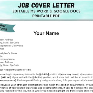 Editable Simple Cover Letter Cover Letter Template Simple Letter Job Cover Letter Template Word Template Easy Letter Template