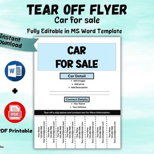 Car for Sale Tear-off Flyer Editable Tear-off Flyer Local For Sale Advertisement Neighborhood Sale Ad Advertisement Flyer Printable Flyer