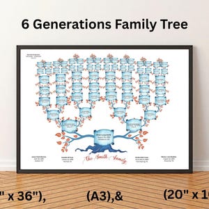 Editable Family Tree for 6 Generations Branched Leafy Genealogy Tree Our Family Tree Digital Pedigree Chart Ancestral Genealogy Fast Canva