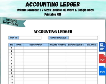 Accounting Ledger Template: Small Business Finance Tracker (Microsoft Word & PDF)