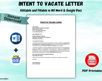 Intent to Vacate Letter Template: Landlord Notice (Word & PDF)