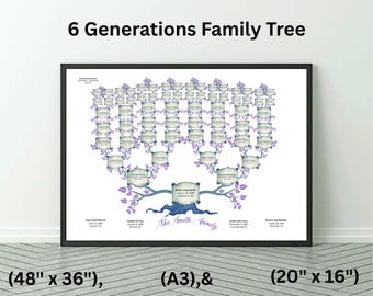Editable 6-Generation Family Tree Chart: Genealogy Gift (Canva Template, PDF Download)