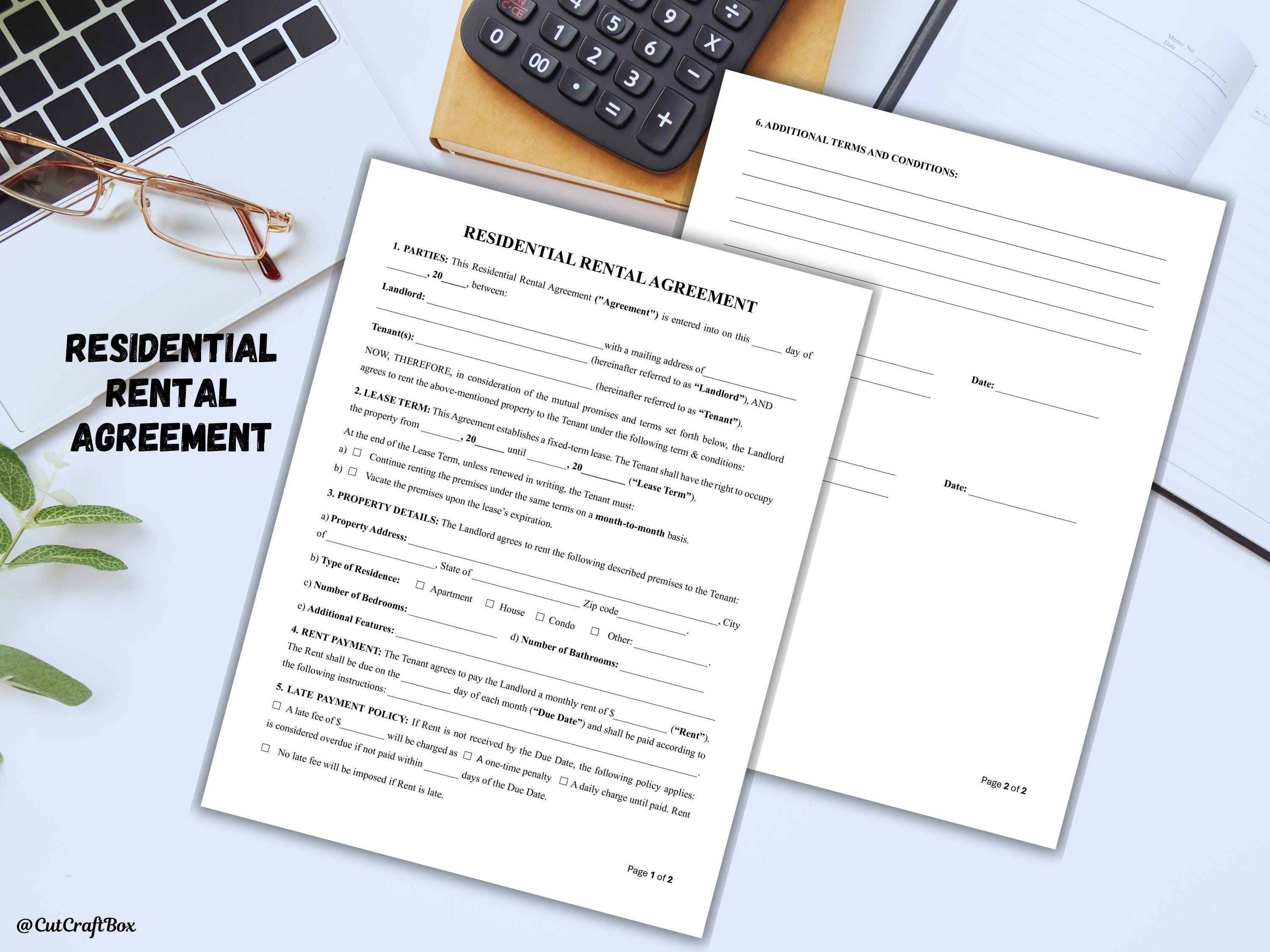 Residential Rental Document.pdf Editable Residential Rental Agreement Template: Landlord Lease Form ...